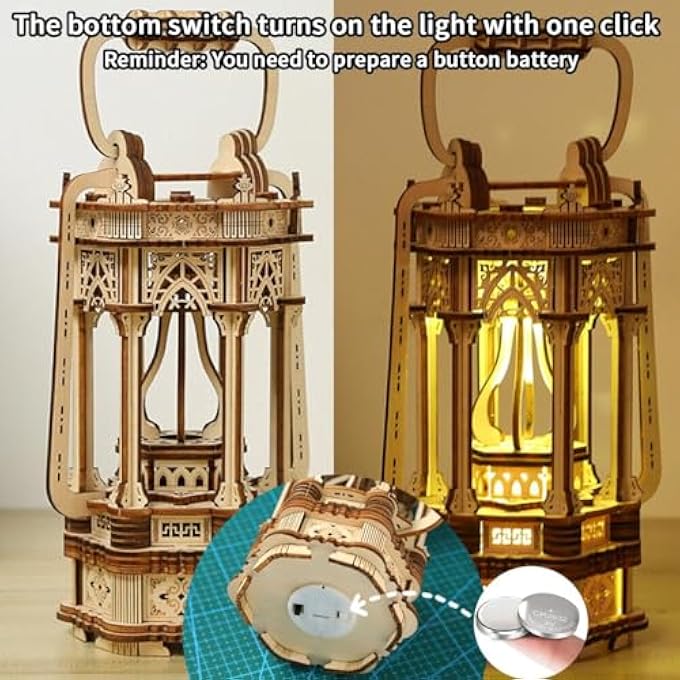 3D WOODEN PUZZLES FOR ADULTS, 145 PIECES LED 3D PUZZLES LANTERN, 3D WOODEN MODEL BUILDING KITS FOR ADULTS, LOG MAKING, NO GLUE OR OTHER TOOLS REQUIRED, BEST CREATIVE GIFT FOR KIDS, ANTIQUE DECORATION - Image 3